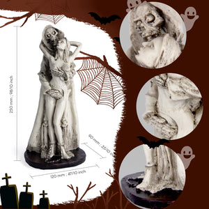 UJOY Resin Sculpture Ghost and Beauty Embrace Gothic Home Decor, Unique Halloween Art Piece, Emotional Figurine for Shelf, Tabletop, or Collection