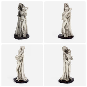 UJOY Resin Sculpture Ghost and Beauty Embrace Gothic Home Decor, Unique Halloween Art Piece, Emotional Figurine for Shelf, Tabletop, or Collection