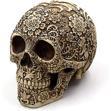 Load image into Gallery viewer, UJOY Creative Flowers Skull Sculpture 8.1&#39;&#39; Human Head Skeleton Statue Collectible Halloween Decoration Home Decor