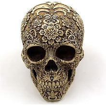 Load image into Gallery viewer, UJOY Creative Flowers Skull Sculpture 8.1&#39;&#39; Human Head Skeleton Statue Collectible Halloween Decoration Home Decor