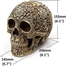 Cargar imagen en el visor de la galería, UJOY Creative Flowers Skull Sculpture 8.1&#39;&#39; Human Head Skeleton Statue Collectible Halloween Decoration Home Decor