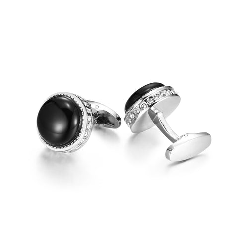 UJOY Men's Jewelry Black Stone Cufflinks for Tuxedo Shirts for Weddings, Business, Dinner