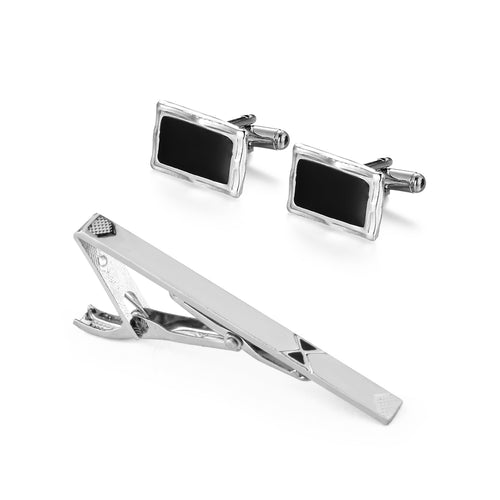 UJOY Cufflinks and Tie Pin Set Blanks Black Color Shirt Tuxedo Buttons Packed in Cufflink Box for Men