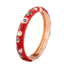 Cargar imagen en el visor de la galería, UJOY Gorgeous Jewelry Enemal Bracelets-Cloisonne Floral Golden Spring Openable Cuff Bangles Gifts for Women Girl