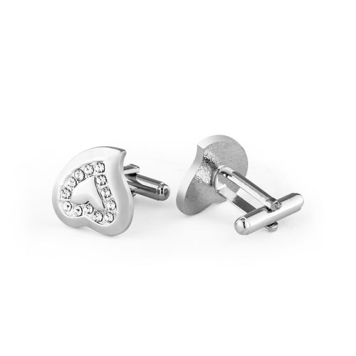 UJOY Cufflinks Men's and Women's Business Banquet Wedding Speech Gifts High Grade Metal White Crystals Cuff Links