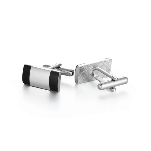 UJOY Silver Color with Black Lines Men's Jewelry Cufflinks Shirts for Weddings, Business, Dinner