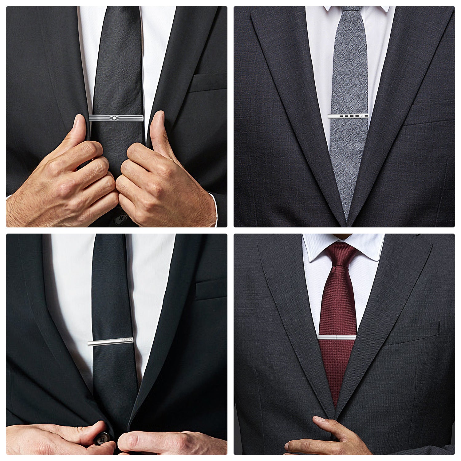 YOITEA 4 Pcs Tie Clips for Men Tie Bar Clip Set for Regular Ties Necktie  Wedding Business Clips 
