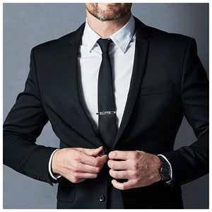 UJOY Oval Enamel Black Tie Clips Pins for Gentlemen Business Wedding
