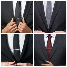 Cargar imagen en el visor de la galería, UJOY Tie Clips for Men, 8 Pcs Tie Bars Pinch Clip Set Silver Black 2.3 Inches Business Shirt Necktie Parts