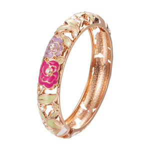 UJOY Different Colors Enamel Jewelry Set Golden Flower Engraved 11 PCS Cloisonne Bracelets in a Box