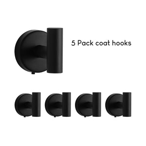 SARIHOSY Stainless Steel Black Wall Hook Towel Hook Bathrobe Hook for Bathroom Kitchen Storage Hook Bathroom Accessories  203-5-BK