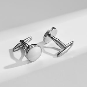 UJOY Classic Cufflink Round Tuxedo Wedding Business Parts Blanks with Small Stones Cuff Link Button for Men