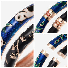 Cargar imagen en el visor de la galería, UJOY Cloisonne Chinese Panda Bracelets-Gold Plated Gorgeous Handcrafted Gifts Enamel Bangles Set for Women