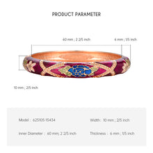 Cargar imagen en el visor de la galería, UJOY Bangles 3 Pcs Enamel Jewelry Set Rose Gold Flower Engraved Cloisonne Bracelets Pack in a Box 3 PCS