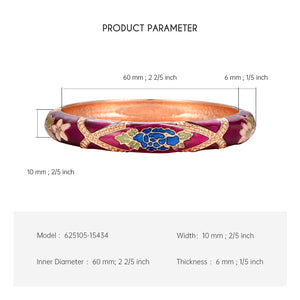 UJOY Bangles 3 Pcs Enamel Jewelry Set Rose Gold Flower Engraved Cloisonne Bracelets Pack in a Box 3 PCS