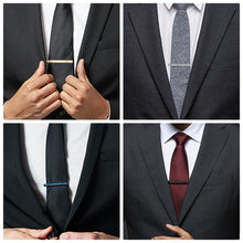 Cargar imagen en el visor de la galería, UJOY Tie Clips for Men, 8 Pcs Tie Bars Pinch Clip Set Silver Black Gold Blue 2.3 Inches Business Shirt Necktie Parts