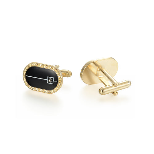 UJOY Men's Jewelry Cufflinks for Tuxedo Shirts for Weddings, Business, Dinner Black in Gold