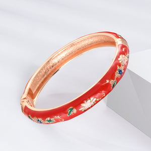 UJOY Designer Set of Indian Style Cloisonne Bracelets Openable Cuff Enameled Bangles Set Jewelry Gift for Women