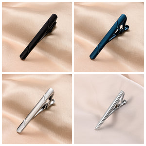 UJOY Tie Clips for Men, 8 Pcs Tie Bars Pinch Clip Set Silver Black Blue 2.3 Inches Business Shirt Necktie Parts