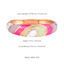 Cargar imagen en el visor de la galería, UJOY Vintage Cloisonne Bracelet Handcraft Multi-Colored Rhinestone Enamel Oval Hinged Cuff Bangle Jewelry